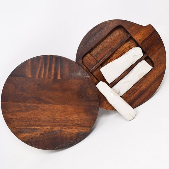 Macys Cellar Cheese Board Set Charcuterie Acacia Wood 3 Knives Party Appetizer - Picture 10 of 16